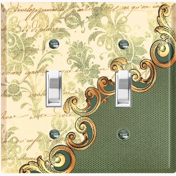 Metal Light Switch Plate Cover Green Floral Damask Frame Honeycomb Trim DAM055