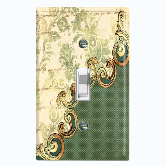 Metal Light Switch Plate Cover Green Floral Damask Frame Honeycomb Trim DAM055