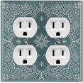 thumbnail image 1 of Metal Light Switch Plate Cover Green Gray Floral Bandana Paisley Tile Pattern TIL058, 1 of 13
