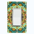 thumbnail image 1 of Metal Light Switch Plate Cover Green Orange Mandala Flower Tile Pattern MDL117, 1 of 13