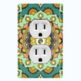 thumbnail image 1 of Metal Light Switch Plate Cover Green Orange Mandala Flower Tile Pattern MDL117, 1 of 1