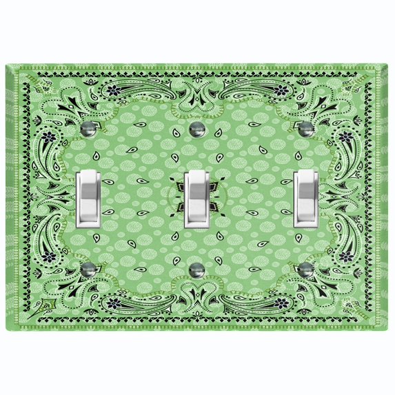Metal Light Switch Plate Cover Green Paisley Bandana Spotted Tile Pattern TIL085