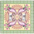 thumbnail image 1 of Metal Light Switch Plate Cover Green Pink Floral Paisley Circular Tile Pattern TIL086, 1 of 13