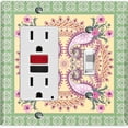 thumbnail image 1 of Metal Light Switch Plate Cover Green Pink Floral Paisley Circular Tile Pattern TIL086, 1 of 13