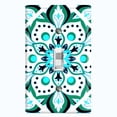 thumbnail image 1 of Metal Light Switch Plate Cover Green Teal Flower Mandala Tile Pattern MDL035, 1 of 13