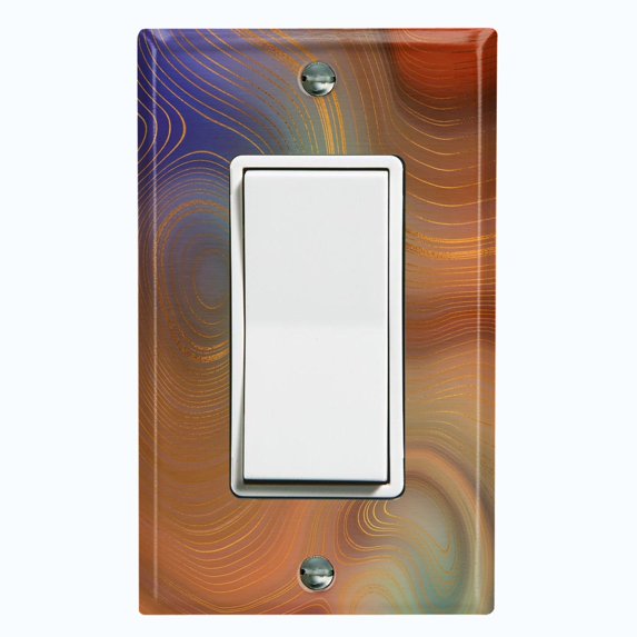 Metal Light Switch Plate Cover Image of Marble Colorful Swirl Galaxy MAR080
