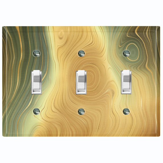 Metal Light Switch Plate Cover Image of Marble Green Yellow Swirl MAR085