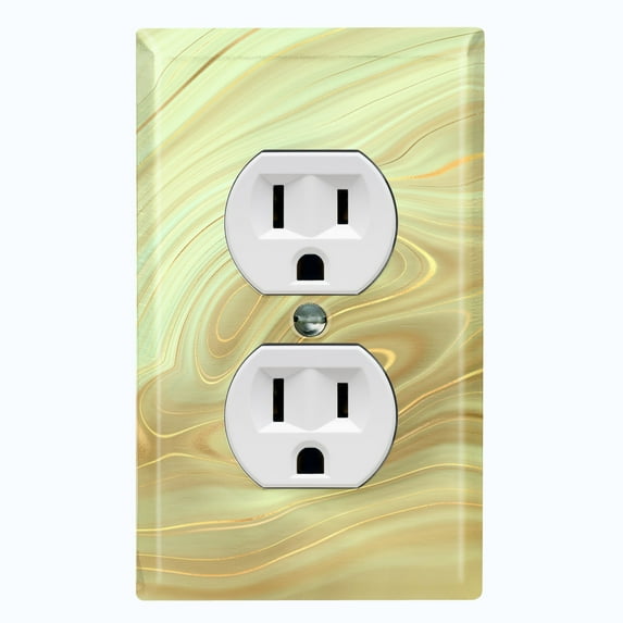 Metal Light Switch Plate Cover Image of Marble Light Green Swirl MAR087