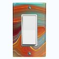 thumbnail image 1 of Metal Light Switch Plate Cover Image of Marble Orange Teal Swirl Galaxy MAR076, 1 of 13