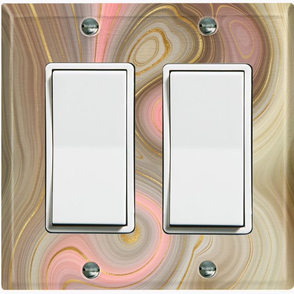 Metal Light Switch Plate Cover Image of Marble Pink Green Swirl MAR084