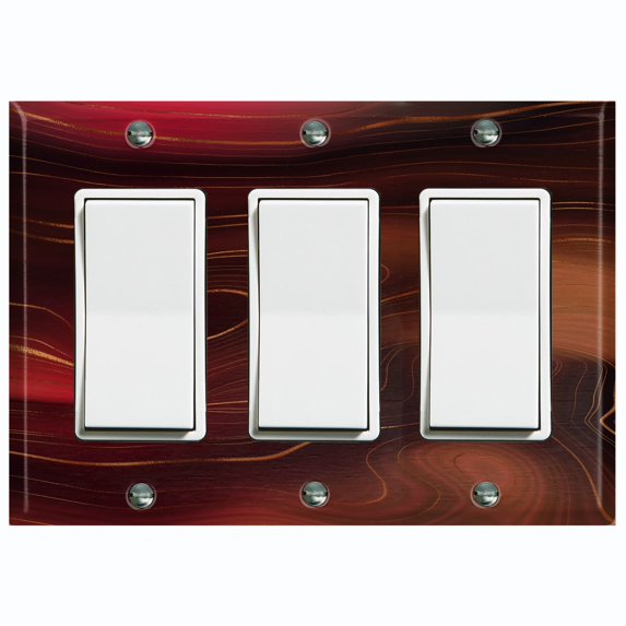 Metal Light Switch Plate Cover Image of Marble Red Brown Swirl Galaxy MAR082