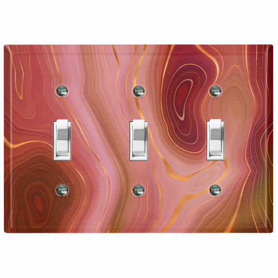 Metal Light Switch Plate Cover Image of Marble Red Brown Swirl Galaxy MAR083