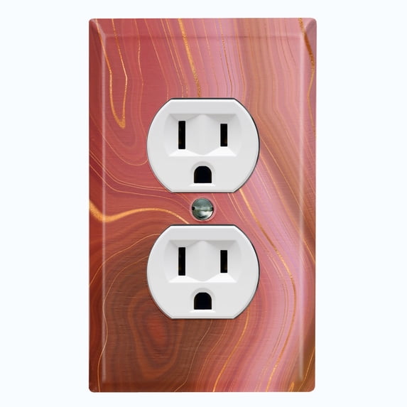 Metal Light Switch Plate Cover Image of Marble Red Brown Swirl Galaxy MAR083
