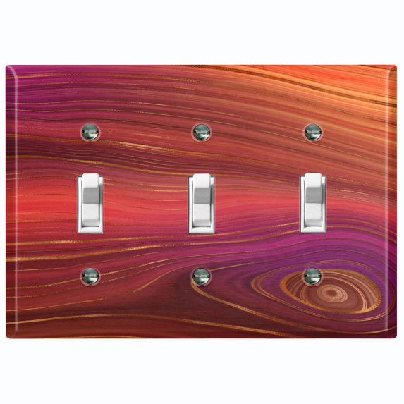 Metal Light Switch Plate Cover Image of Marble Red Orange Swirl Galaxy MAR073