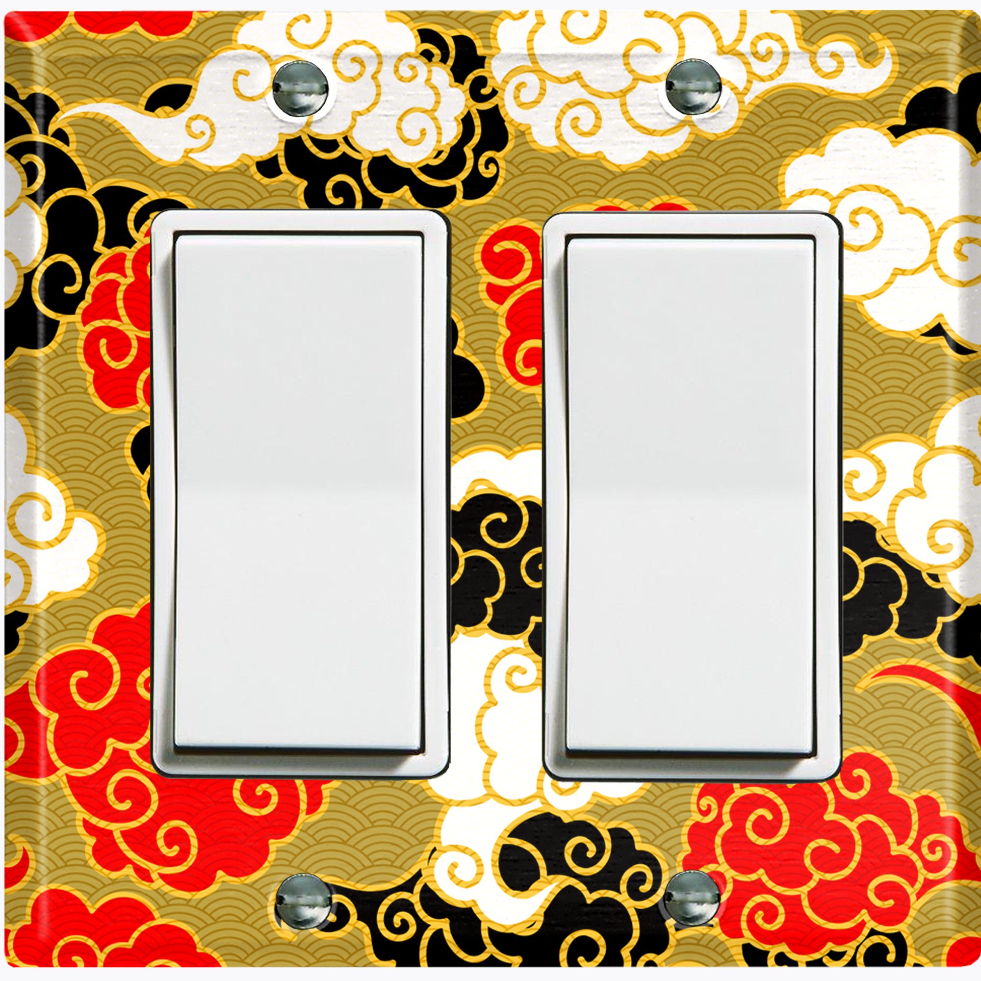 Metal Light Switch Plate Cover Japanese Cloud Pattern Green Wallpaper ...