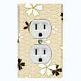 thumbnail image 1 of Metal Light Switch Plate Cover Japanese Flower Pattern Beige Wallpaper FLW038, 1 of 13