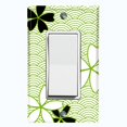 thumbnail image 1 of Metal Light Switch Plate Cover Japanese Flower Pattern Green Wallpaper FLW039, 1 of 13