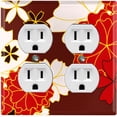 thumbnail image 1 of Metal Light Switch Plate Cover Japanese Flower Pattern Maroon Wallpaper FLW045, 1 of 15