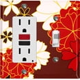thumbnail image 1 of Metal Light Switch Plate Cover Japanese Flower Pattern Maroon Wallpaper FLW045, 1 of 15