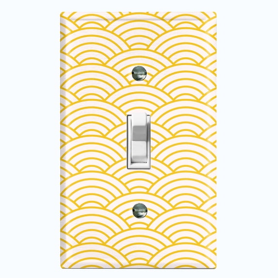 Metal Light Switch Plate Cover Japanese Pattern Yellow Sea Wave Wallpaper WAL015