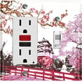 thumbnail image 1 of Metal Light Switch Plate Cover Japanese Pink Sakura Flower House Red FLW128, 1 of 13