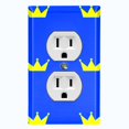 thumbnail image 1 of Metal Light Switch Plate Cover King Queen Crown Blue Yellow KIN010, 1 of 13