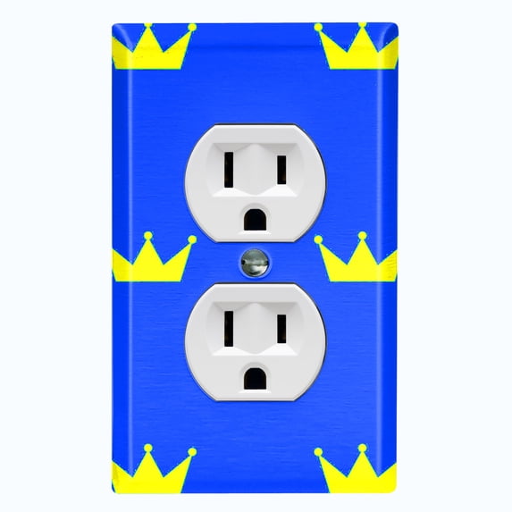 Metal Light Switch Plate Cover King Queen Crown Blue Yellow KIN010
