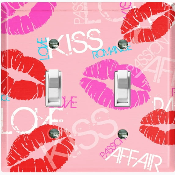 Metal Light Switch Plate Cover Lipstick Kisses Love Romance Pink LOV002