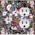 thumbnail image 1 of Metal Light Switch Plate Cover Lotus Pod Cotton Flower Plant Leaves FLW029, 1 of 13