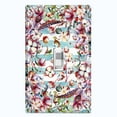 thumbnail image 1 of Metal Light Switch Plate Cover Lotus Pods Cotton Flower Teal Stripes FLW020, 1 of 13