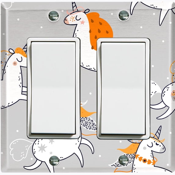 Metal Light Switch Plate Cover Magical Orange Rainbow Unicorn UNI009