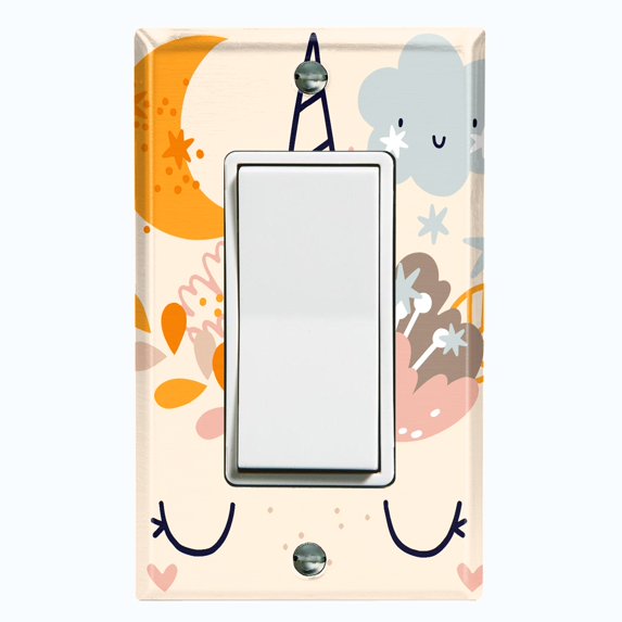 Metal Light Switch Plate Cover Magical Orange Rainbow Unicorn UNI010