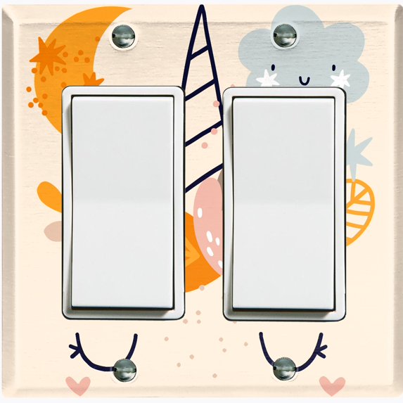 Metal Light Switch Plate Cover Magical Orange Rainbow Unicorn UNI010