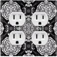 thumbnail image 1 of Metal Light Switch Plate Cover Mandala Black White Floral Pattern Damask MDL073, 1 of 13