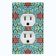 thumbnail image 1 of Metal Light Switch Plate Cover Mandala Blue Red Flower Tile Pattern MDL014, 1 of 13