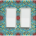 thumbnail image 1 of Metal Light Switch Plate Cover Mandala Blue Red Flower Tile Pattern MDL014, 1 of 14