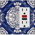 thumbnail image 1 of Metal Light Switch Plate Cover Mandala Blue White Floral Pattern Damask MDL078, 1 of 13