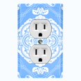 thumbnail image 1 of Metal Light Switch Plate Cover Mandala Blue White Floral Pattern Damask MDL079, 1 of 13