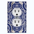 thumbnail image 1 of Metal Light Switch Plate Cover Mandala Blue White Floral Tile Pattern Damask MDL081, 1 of 13