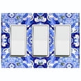 thumbnail image 1 of Metal Light Switch Plate Cover Mandala Blue White Floral Tile Pattern Damask MDL083, 1 of 13