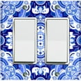 thumbnail image 1 of Metal Light Switch Plate Cover Mandala Blue White Floral Tile Pattern Damask MDL083, 1 of 13