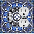 thumbnail image 1 of Metal Light Switch Plate Cover Mandala Blue White Flower Tile Pattern MDL056, 1 of 13