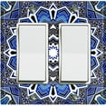 thumbnail image 1 of Metal Light Switch Plate Cover Mandala Blue White Flower Tile Pattern MDL056, 1 of 13