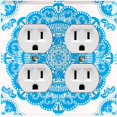 thumbnail image 1 of Metal Light Switch Plate Cover Mandala Blue White Flower Tile Pattern MDL067, 1 of 13