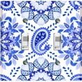 thumbnail image 1 of Metal Light Switch Plate Cover Mandala Blue White Flower Tile Pattern MDL089, 1 of 13