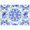 thumbnail image 1 of Metal Light Switch Plate Cover Mandala Blue White Snowflake Tile Pattern MDL088, 1 of 13