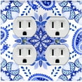 thumbnail image 1 of Metal Light Switch Plate Cover Mandala Blue White Snowflake Tile Pattern MDL088, 1 of 13