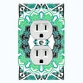 thumbnail image 1 of Metal Light Switch Plate Cover Mandala Green White Flower Tile Pattern MDL055, 1 of 13