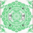 thumbnail image 1 of Metal Light Switch Plate Cover Mandala Neon Green Flower Tile Pattern MDL071, 1 of 13
