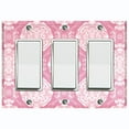 thumbnail image 1 of Metal Light Switch Plate Cover Mandala Pink White Floral Pattern Damask MDL076, 1 of 13